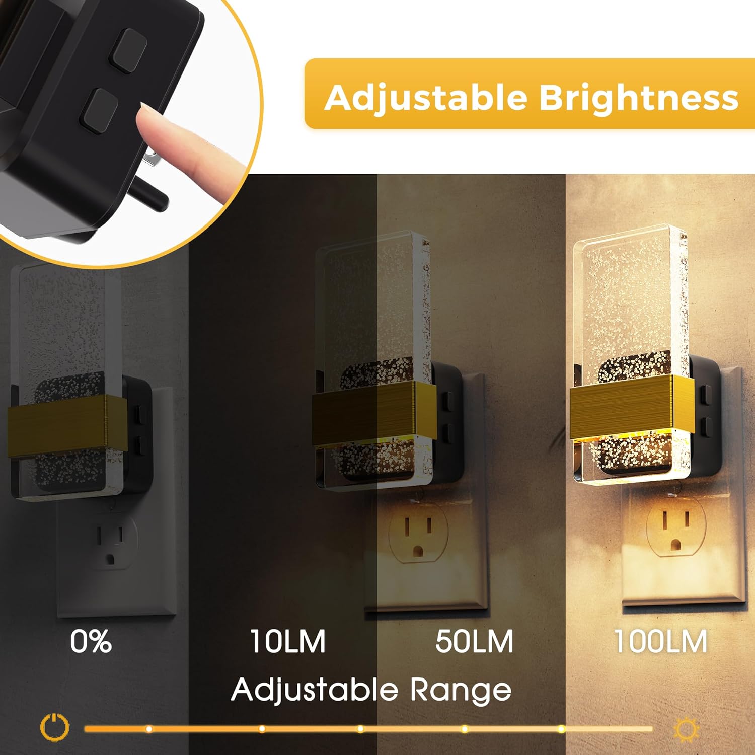 2 Pack 3CCT Night Lights Plug Into Wall, 2000K/3000K/5000K Adjustable Color Temperature Nightlight